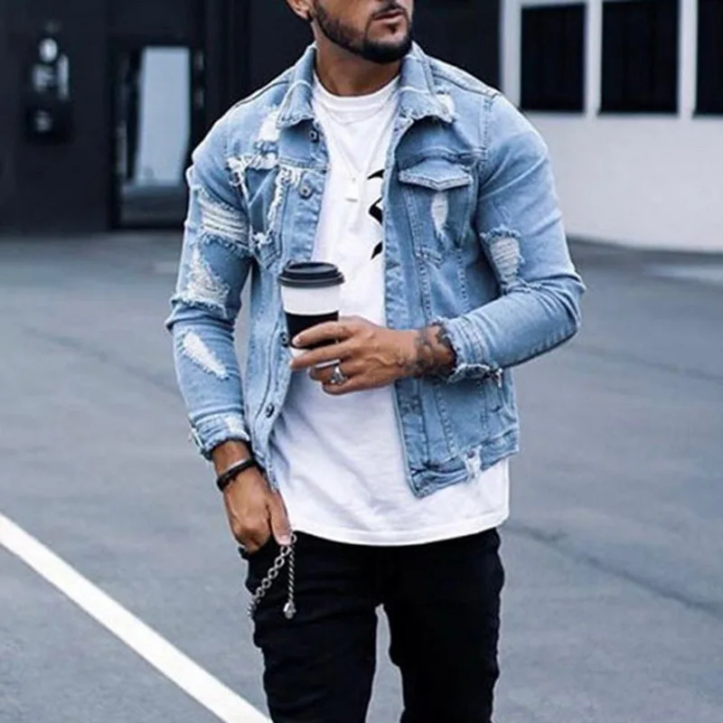 2022 Plus Size Men's Clothing Jeans Jackets Distressed Ripped Buttoned Denim Jacket Men, Customized color
2022 Plus Size Men's Clothing Jeans Jackets Distressed Ripped Buttoned Denim Jacket Men, Customized color
