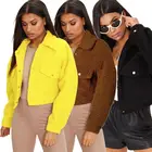 Rabbit Fur Winter Short Coat Women With Buttons Long Sleeve Teddy Bear Coat