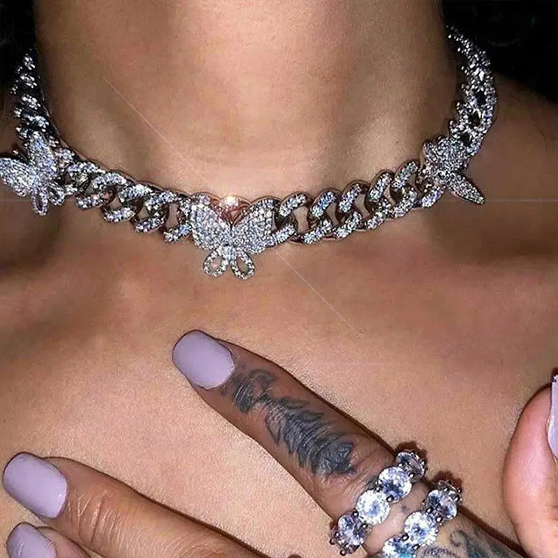 Fashion Hip Hop Bling Jewelry Shiny Iced Out Rhinestone Crystal Cuban Choker Diamond Butterfly Necklace, 4 colors
Fashion Hip Hop Bling Jewelry Shiny Iced Out Rhinestone Crystal Cuban Choker Diamond Butterfly Necklace, 4 colors