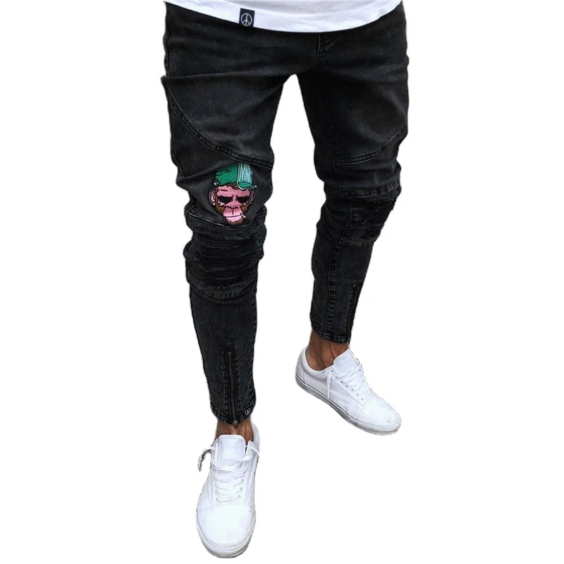 2018 new monkey Mens Hole Jeans Slim Biker Casual Denim Skinny Pants Distressed Streetwear Hiphop Badge Male Ripped Trousers
2018 new monkey Mens Hole Jeans Slim Biker Casual Denim Skinny Pants Distressed Streetwear Hiphop Badge Male Ripped Trousers