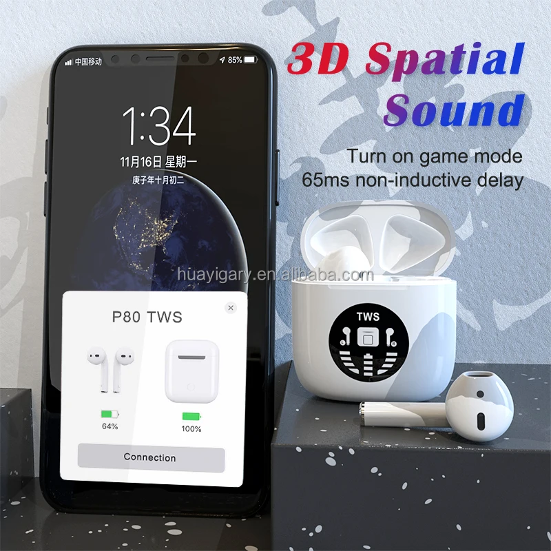 TWS P80 LED Cool Lorda chip AC6983 Wireless 5.0 Earbuds Headphones Compatible with iOS and Android
TWS P80 LED Cool Lorda chip AC6983 Wireless 5.0 Earbuds Headphones Compatible with iOS and Android