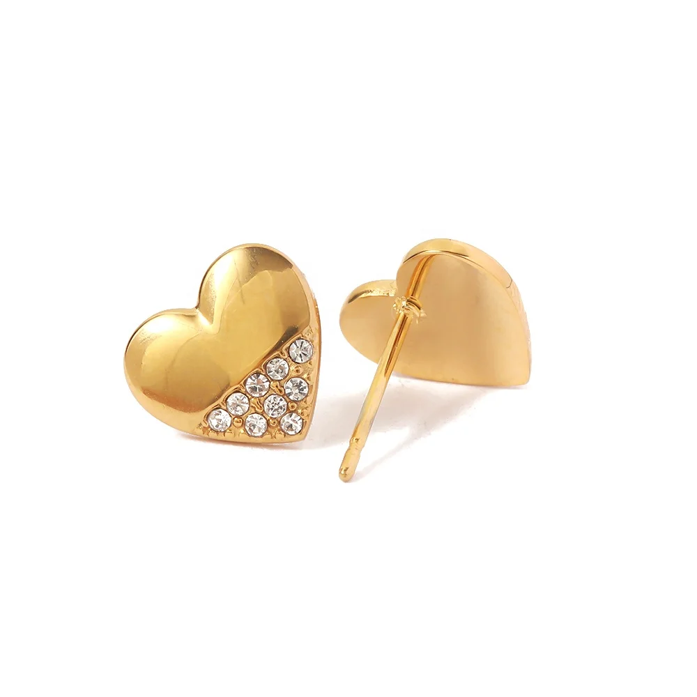 Smooth Heart Shape Cubic Zircon Shiny CZ Stone 18k Gold Plated Stainless Steel Stud Earrings Jewelry
Smooth Heart Shape Cubic Zircon Shiny CZ Stone 18k Gold Plated Stainless Steel Stud Earrings Jewelry