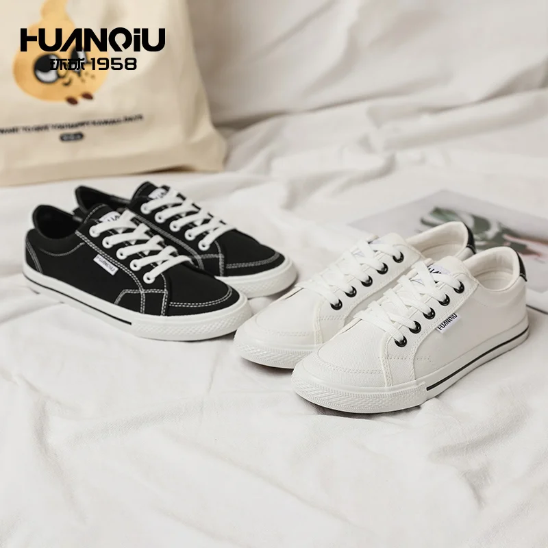 H2015 HUANQIU Fashion White Spring Canvas Lace Up Casual Women Rubber Flat Canvas Shoes, White/black
H2015 HUANQIU Fashion White Spring Canvas Lace Up Casual Women Rubber Flat Canvas Shoes, White/black