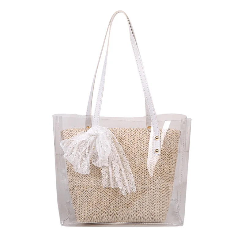 SP803 2pcs tote bag transparent beach straw woven lace female handbags for women, Picture shown
SP803 2pcs tote bag transparent beach straw woven lace female handbags for women, Picture shown