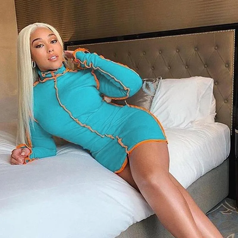 2020 Fall Latest Design Fashion Contrast Long Sleeve Turkleneck Clothes Sexy Women Dresses, Customized
2020 Fall Latest Design Fashion Contrast Long Sleeve Turkleneck Clothes Sexy Women Dresses, Customized