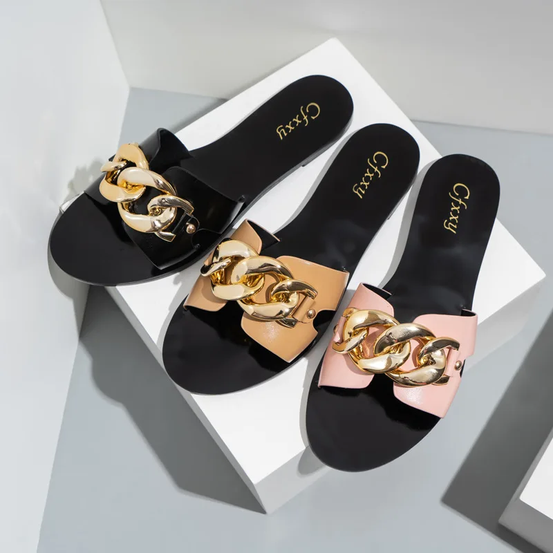 Fashion 2021 Trade Chained women slippers popular design soft PU slippers for women Summer slippers Comfy women sandals, Picture
Fashion 2021 Trade Chained women slippers popular design soft PU slippers for women Summer slippers Comfy women sandals, Picture