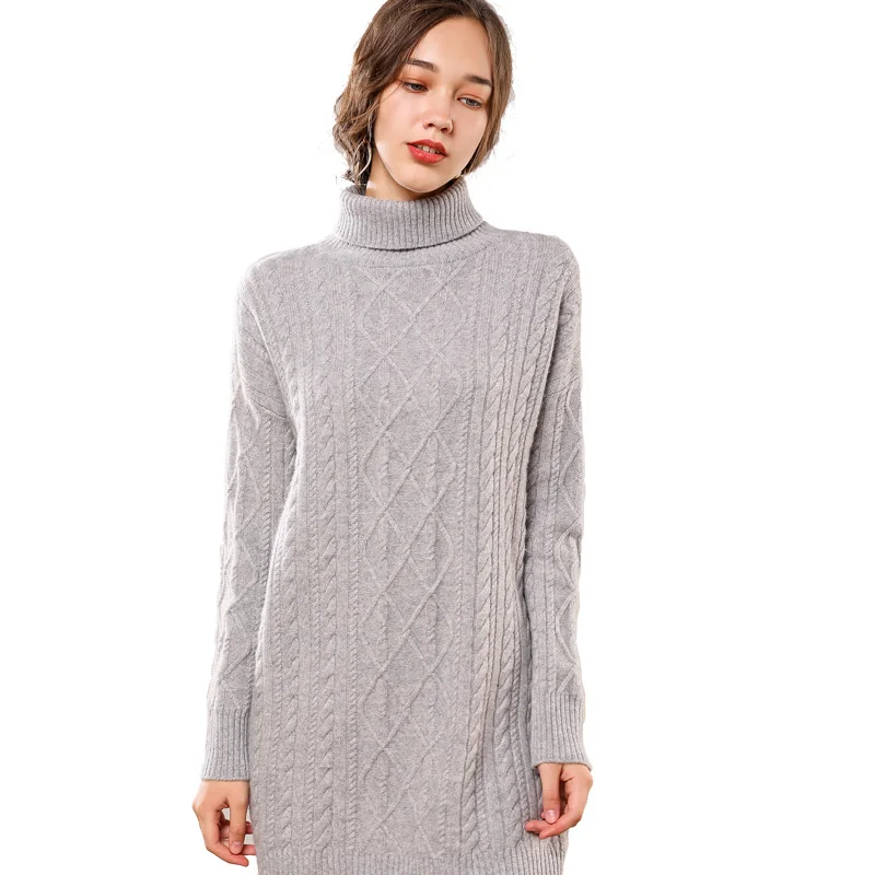 Long Sleeve Designer Winter Ladies 65% Merino Wool 35% Cashmere Knit Turtleneck Sweater Dress
Long Sleeve Designer Winter Ladies 65% Merino Wool 35% Cashmere Knit Turtleneck Sweater Dress