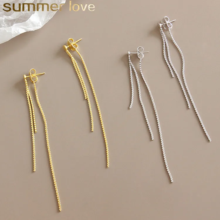 Korean Bead Long Ear Line Silver Dangle Tassel Earring Fashion jewelry Student 925 Sterling Silver Earrings for Women
Korean Bead Long Ear Line Silver Dangle Tassel Earring Fashion jewelry Student 925 Sterling Silver Earrings for Women