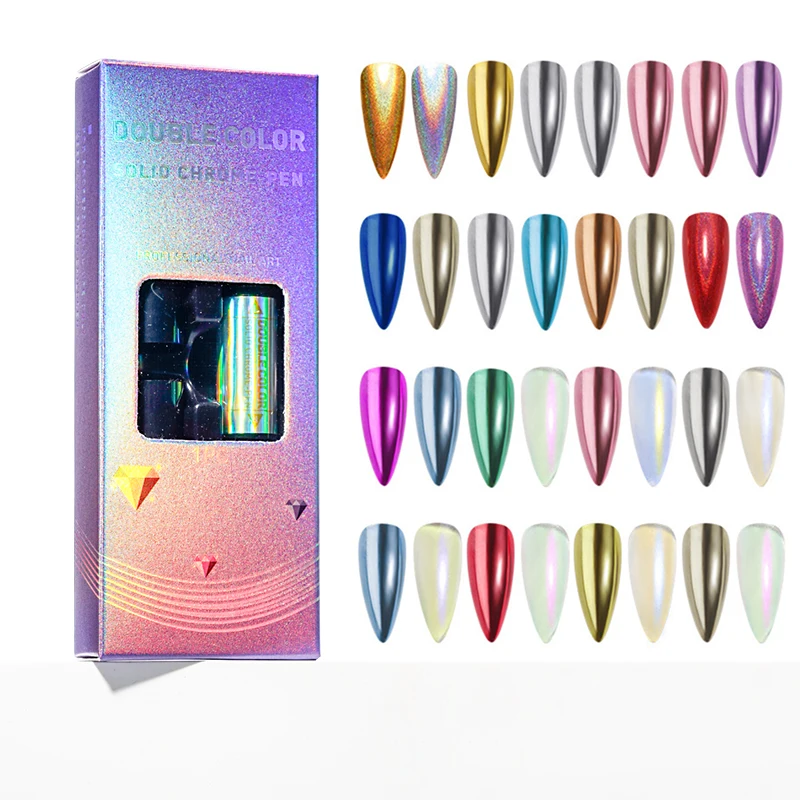 Mirror Multi Color Pigment Powder Double Head Air Cushion Pen Magic Mirror Powder Nail Pigment Powder Pen, 18 colors
Mirror Multi Color Pigment Powder Double Head Air Cushion Pen Magic Mirror Powder Nail Pigment Powder Pen, 18 colors