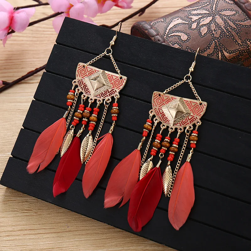 Vintage Long Bohemian Style Leaf Feather Hanging Drop Jewelry Pendant Tassel Earring
Vintage Long Bohemian Style Leaf Feather Hanging Drop Jewelry Pendant Tassel Earring