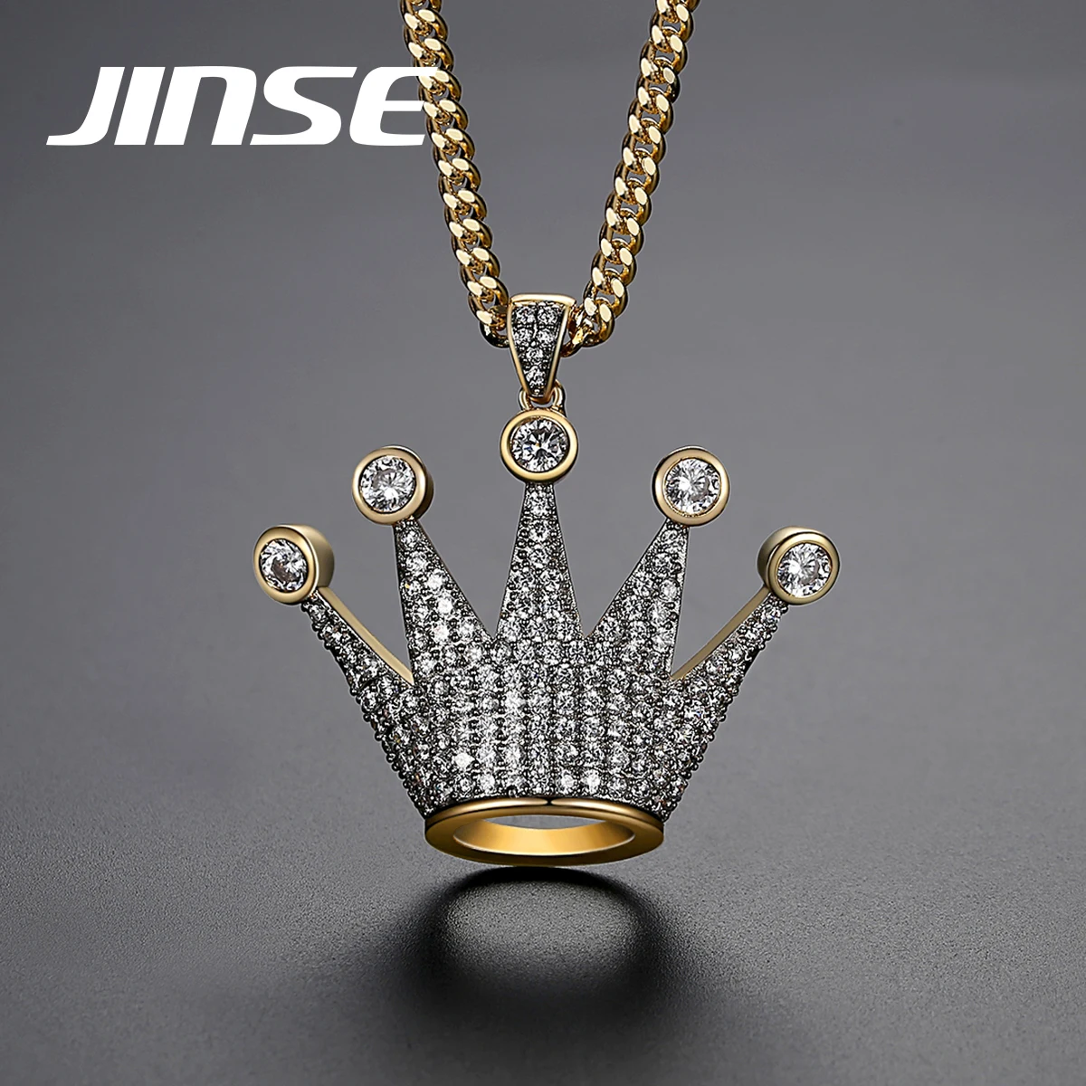 JINSE Hip Hop Punk Jewelry Crown Pendant with CZ Stone Necklace for Men Women Minimalism Accessories
JINSE Hip Hop Punk Jewelry Crown Pendant with CZ Stone Necklace for Men Women Minimalism Accessories