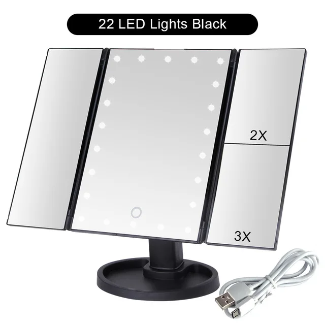 LED Makeup Mirror 22 leds mirror Vanity Light 3 Folding Counter top Touch Screen Cosmetic 2 and 3 Magnifier Mirror
LED Makeup Mirror 22 leds mirror Vanity Light 3 Folding Counter top Touch Screen Cosmetic 2 and 3 Magnifier Mirror