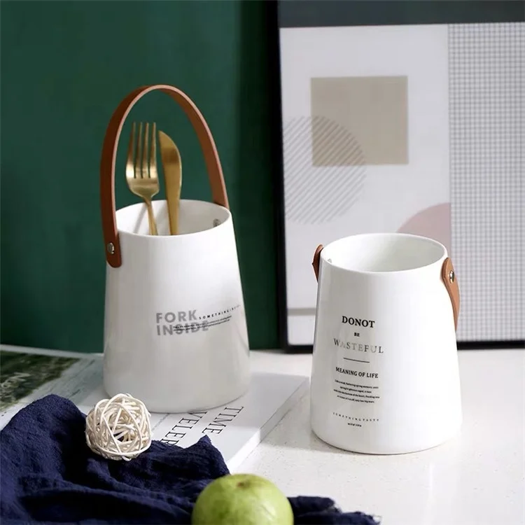 New products kitchenware cutlery storage holder white chopstick and spoon holder with handle
New products kitchenware cutlery storage holder white chopstick and spoon holder with handle