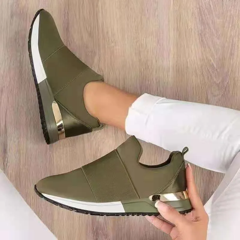 2021 Women Summer/ Autumn Platform Wedges Slip-on Sneakers Leather Metal Design Shoes Female Solid Sport Shoes Loafers Casual
2021 Women Summer/ Autumn Platform Wedges Slip-on Sneakers Leather Metal Design Shoes Female Solid Sport Shoes Loafers Casual
