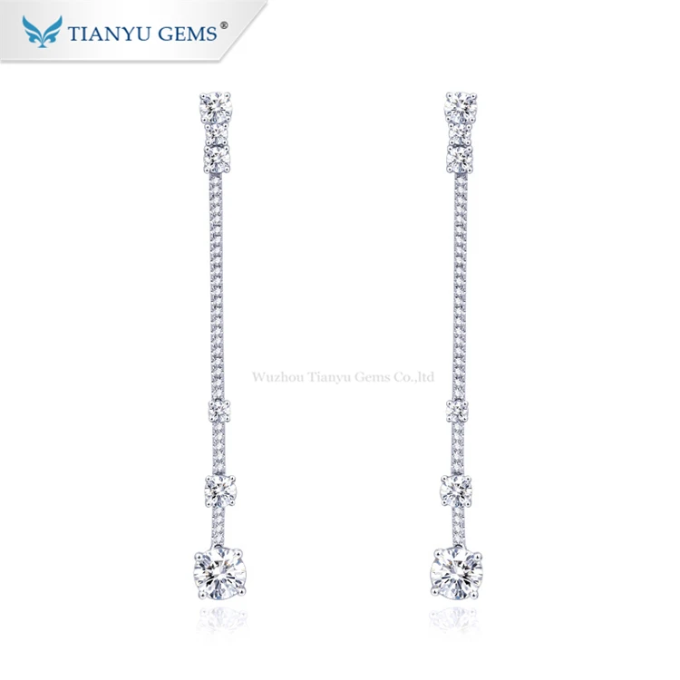 Tianyu gems simple design pure white gold with moissanite diamonds Stick Earrings for party
Tianyu gems simple design pure white gold with moissanite diamonds Stick Earrings for party