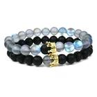 Moonlight stone bracelet black agate beads crown couple simple bracelet