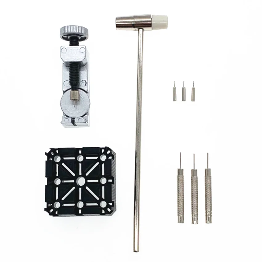 Watch Repair Kit Spring Bar Tool Kit with Watch Strap Link Pin Remover Dual Head Hammer, Silver
Watch Repair Kit Spring Bar Tool Kit with Watch Strap Link Pin Remover Dual Head Hammer, Silver