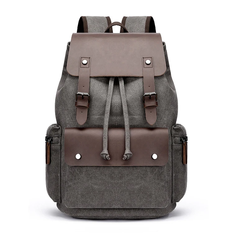 Leisure Double Buckle Leather Bag Thick Canvas Drawstring Large Travel School Unisex School Bags Backpacks, Customized color
Leisure Double Buckle Leather Bag Thick Canvas Drawstring Large Travel School Unisex School Bags Backpacks, Customized color