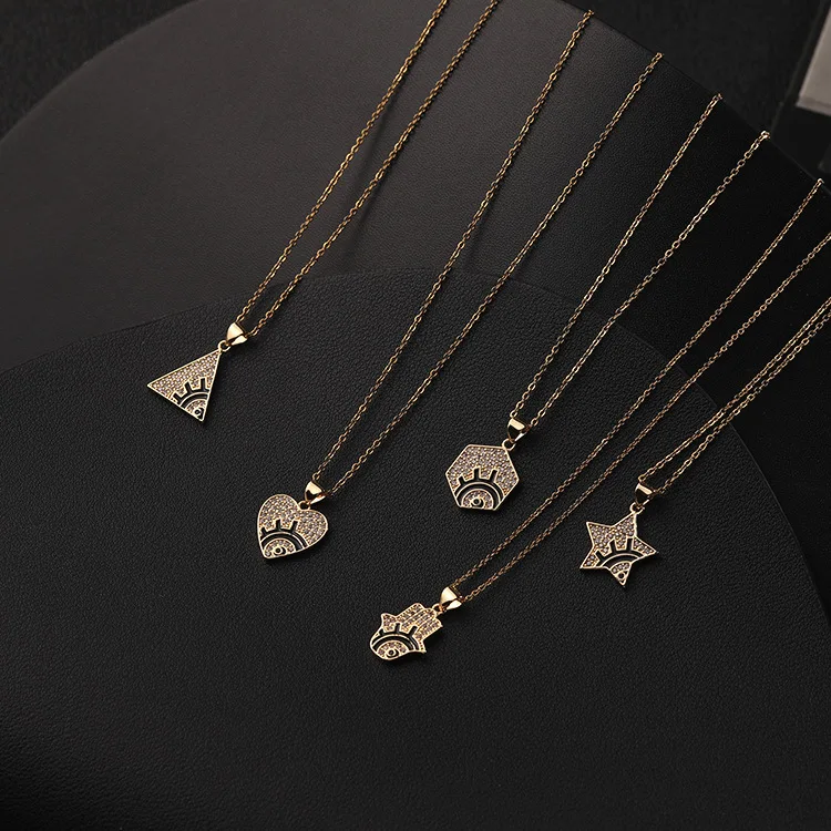 European Style Full Crystal Oil Drop Geometry Evil Eyes Pendant Necklace Trendy Gold CZ Stone Heart Star Devil Eye Necklace
European Style Full Crystal Oil Drop Geometry Evil Eyes Pendant Necklace Trendy Gold CZ Stone Heart Star Devil Eye Necklace