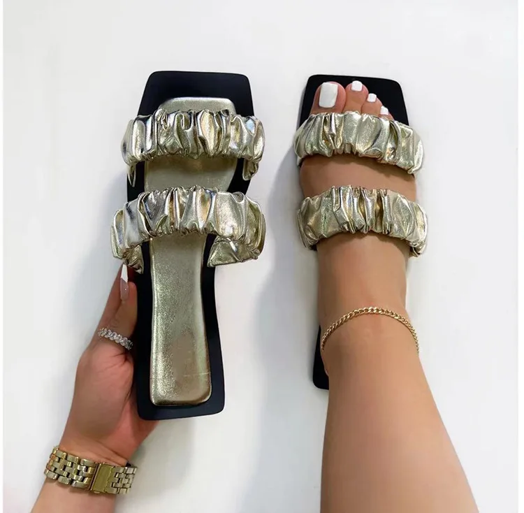 New Trendy square toe sandals with double strap women flat slides casual slip on flat shoes
New Trendy square toe sandals with double strap women flat slides casual slip on flat shoes