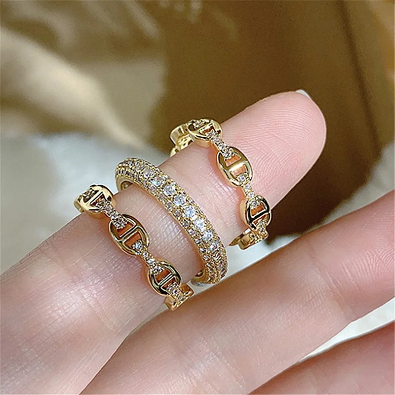 Ins Simple Fashion Gold Plated Crystal Pig Nose Finger Ring Full Diamond CZ Wedding Rings For Women Girls
Ins Simple Fashion Gold Plated Crystal Pig Nose Finger Ring Full Diamond CZ Wedding Rings For Women Girls