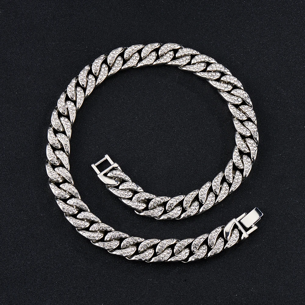14mm Silver Thickened CZ Cuban Link For Men Gold Rhinestone Choker Chains for Women Iced Out Crystal Necklace Hip hop Jewelry, Silver / gold color
14mm Silver Thickened CZ Cuban Link For Men Gold Rhinestone Choker Chains for Women Iced Out Crystal Necklace Hip hop Jewelry, Silver / gold color