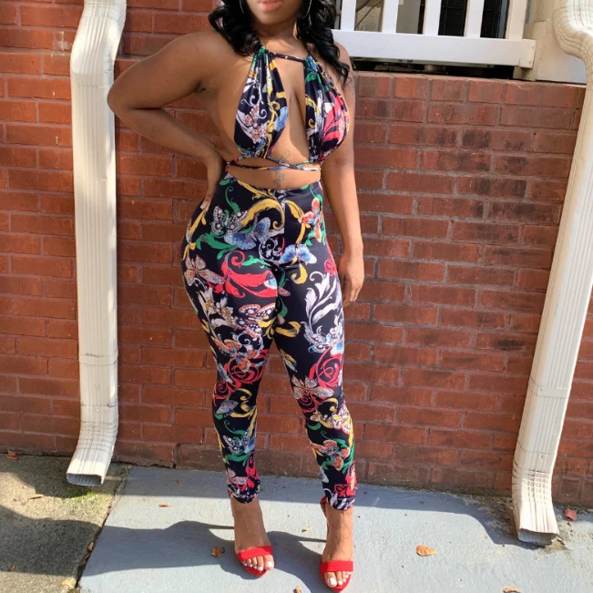 FS2974D women Summer Casual Halter Backless tops Printed Two Piece Outfits Active Wear Skinny Gym Set
FS2974D women Summer Casual Halter Backless tops Printed Two Piece Outfits Active Wear Skinny Gym Set