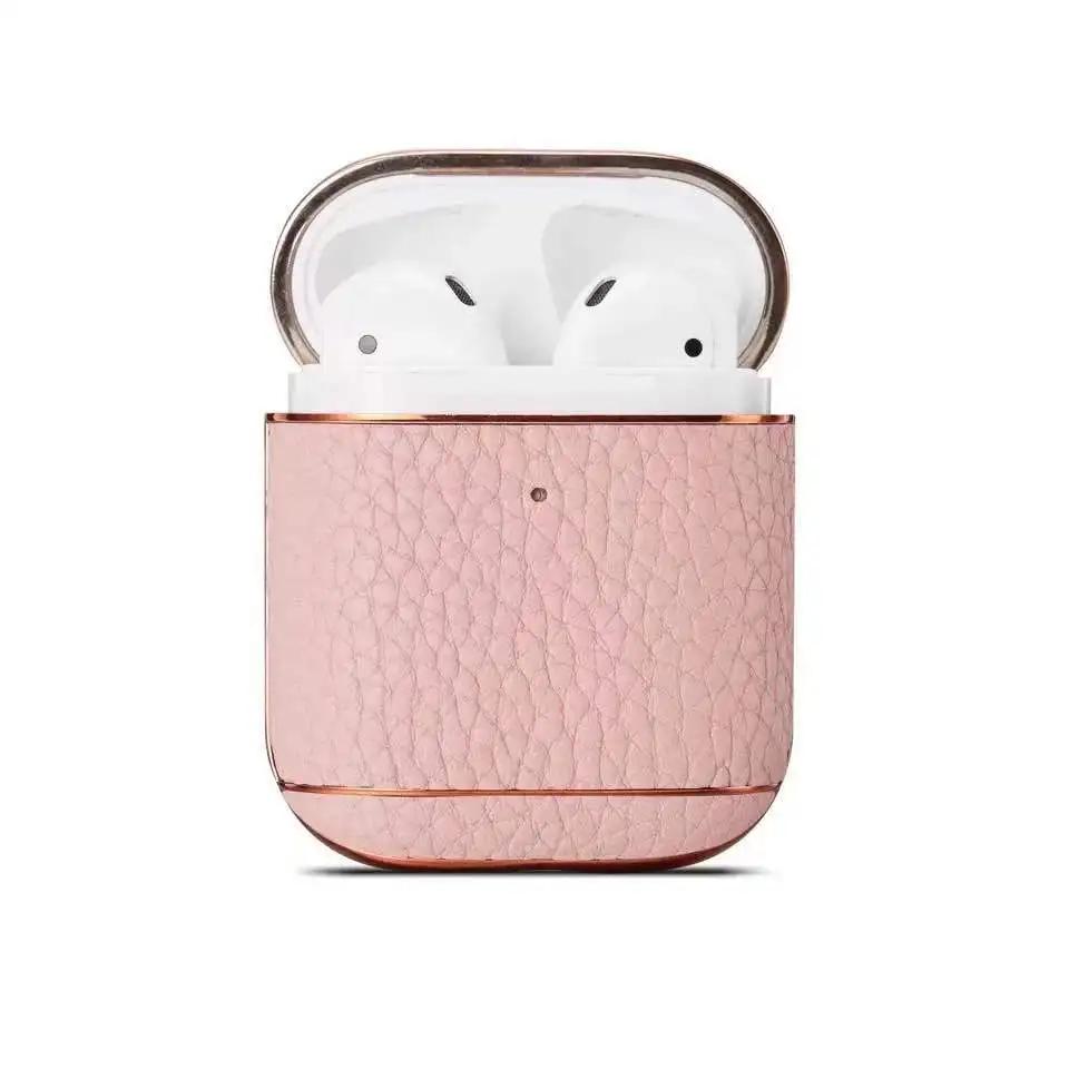 Wholesale Luxury 360 Protective Earphone Accessories Plating Golden Edge Pebble Genuine Leather Case For AirPods, Customized colors acceptable
Wholesale Luxury 360 Protective Earphone Accessories Plating Golden Edge Pebble Genuine Leather Case For AirPods, Customized colors acceptable