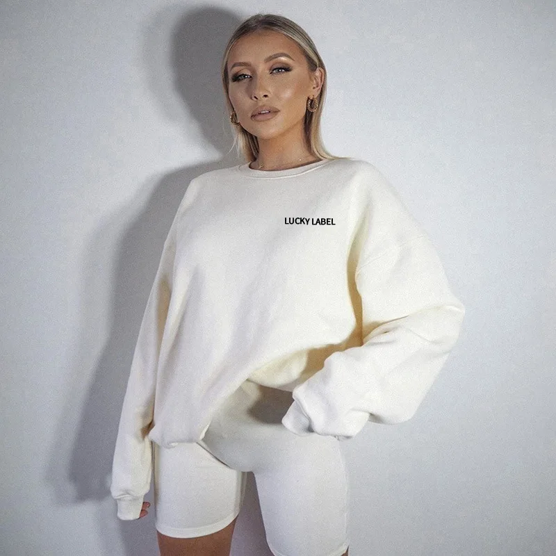2021 women's home casual long-sleeved embroidered lucky label sweatshirt shorts suit loose letters simple pajamas, Pink, apricot
2021 women's home casual long-sleeved embroidered lucky label sweatshirt shorts suit loose letters simple pajamas, Pink, apricot