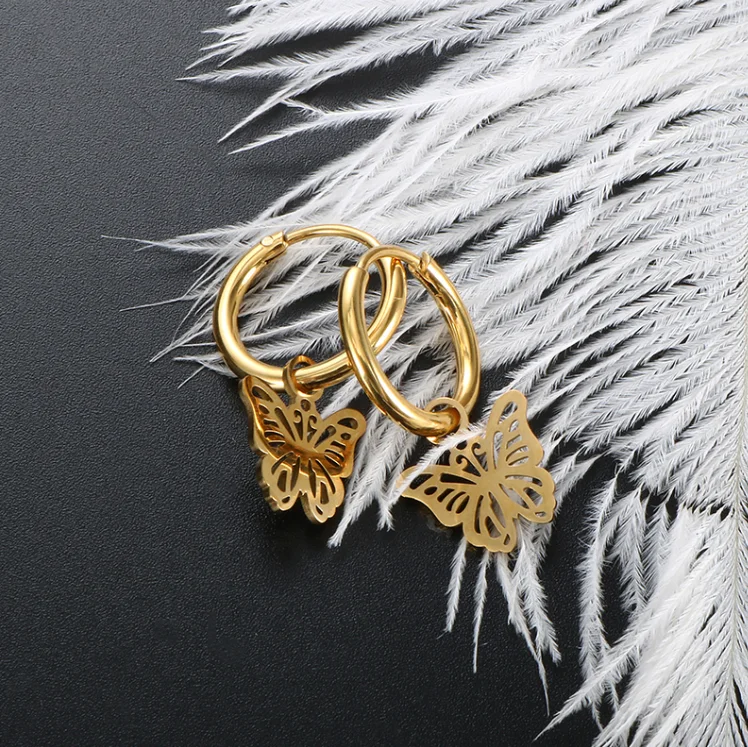 Korean Aesthetic Butterfly Pendant Earrings Women Trendy Gold Plated Jewelry Stainless Steel Butterfly Huggie Earrings, Gold/silver/rose gold
Korean Aesthetic Butterfly Pendant Earrings Women Trendy Gold Plated Jewelry Stainless Steel Butterfly Huggie Earrings, Gold/silver/rose gold