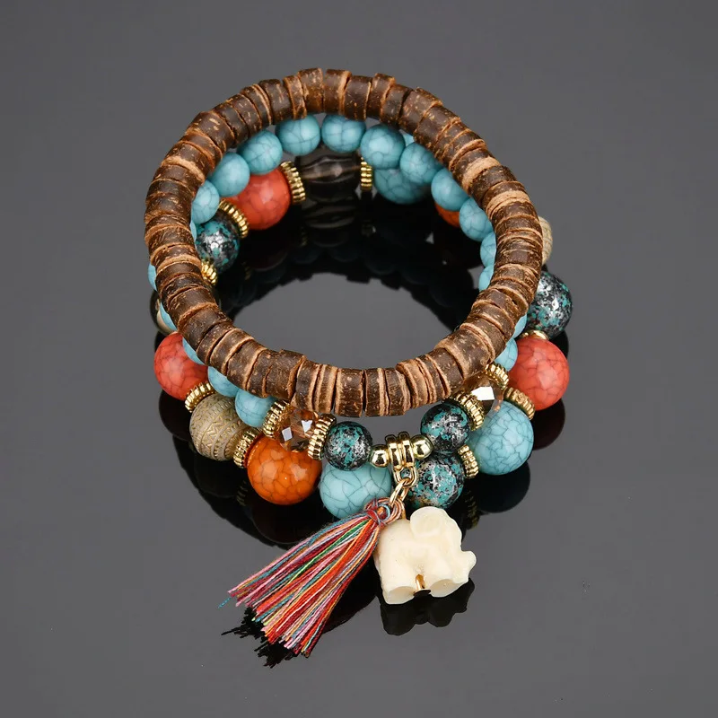 2019 New Arrivals Vintage Women Fashion Wood Beads Boho Small Elephant Charm Bracelets Set, As photo
2019 New Arrivals Vintage Women Fashion Wood Beads Boho Small Elephant Charm Bracelets Set, As photo