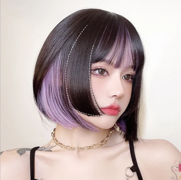 Wig headgear female short hair princess cut fashion summer highlighting hanging ears dyed bobo head bobo full headgear wig
Wig headgear female short hair princess cut fashion summer highlighting hanging ears dyed bobo head bobo full headgear wig