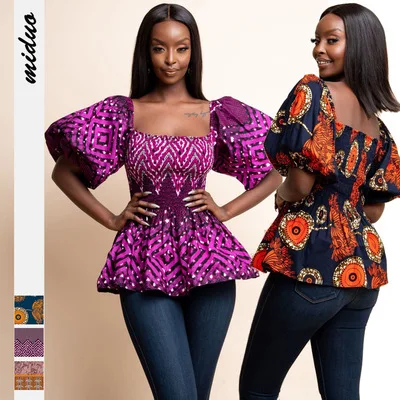 F40705A European fashionable square neck lantern sleeves print women's t-shirts women's blouses & shirts, As picture
F40705A European fashionable square neck lantern sleeves print women's t-shirts women's blouses & shirts, As picture