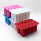 DIY 10-Cavity Silicone Frozen Ice Pop Maker BPA Free Popsicle Molds 10 Grid Ice Cream Box