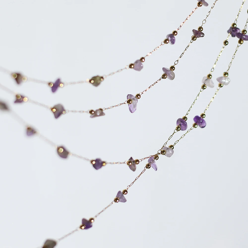 MICCI Wholesale Women Jewelry 18K Gold Plated Stainless Steel Gold Bead Gravel Crystal Amethyst Quartz Stone Link Chain Necklace
MICCI Wholesale Women Jewelry 18K Gold Plated Stainless Steel Gold Bead Gravel Crystal Amethyst Quartz Stone Link Chain Necklace