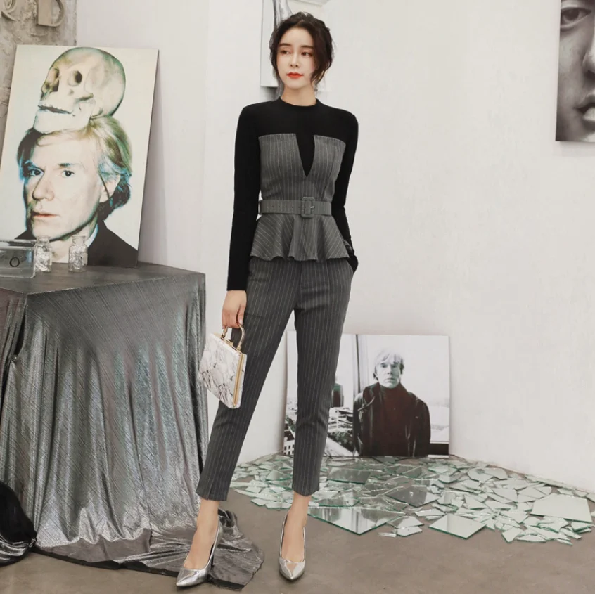 Ladies Outfit Dresses Women Two Piece Office Pocket Slim Set Women Stripe Two Piece Set
Ladies Outfit Dresses Women Two Piece Office Pocket Slim Set Women Stripe Two Piece Set
