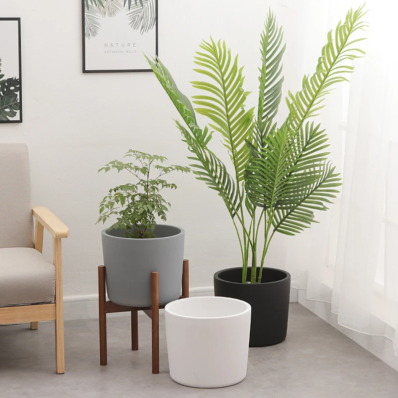 Indoor floor simple matte large succulent pot 12 inches huge white ceramic planter pot with bamboo stand, Blue
Indoor floor simple matte large succulent pot 12 inches huge white ceramic planter pot with bamboo stand, Blue