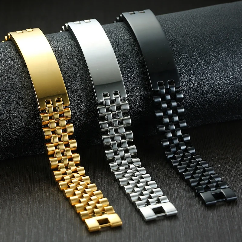 High Quality Custom Men's Engraved Logo Bracelet Black Silver Gold Plated Jewelry 304L Stainless Steel Blank Bar Bracelets
High Quality Custom Men's Engraved Logo Bracelet Black Silver Gold Plated Jewelry 304L Stainless Steel Blank Bar Bracelets
