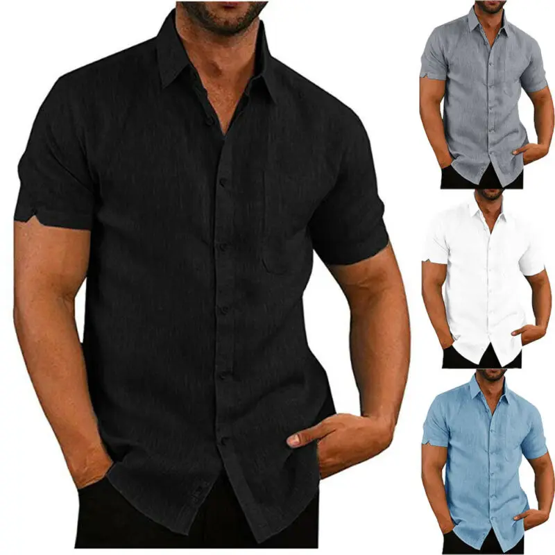 Mens Linen Blouse Short Sleeve Summer Solid Comfortable Pure Cotton And Linen Casual Loose Holiday Shirts, Picture shown
Mens Linen Blouse Short Sleeve Summer Solid Comfortable Pure Cotton And Linen Casual Loose Holiday Shirts, Picture shown