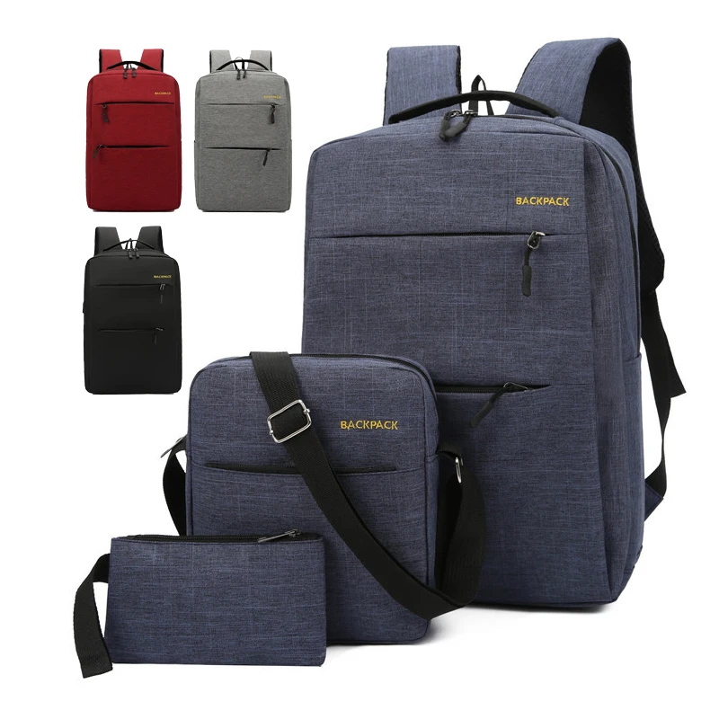 Factory Wholesale Simple Design Light Weight Nylon Polyester Fabric Custom Logo Laptop Backpack 3 PCS Bag, Black, blue, red, grey or custom
Factory Wholesale Simple Design Light Weight Nylon Polyester Fabric Custom Logo Laptop Backpack 3 PCS Bag, Black, blue, red, grey or custom