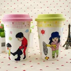 Factory wholesale cheap price custom logo 400ml stoneware new bone china travel ceramic coffee mug with lid