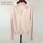 Pretty V-Neck Lady's Cashmere Sweater With High Quality