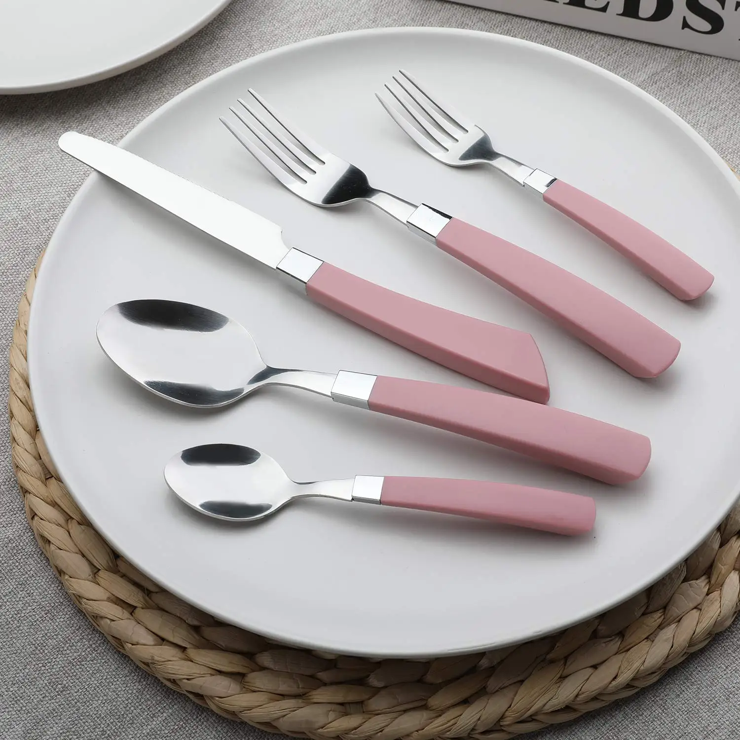 New Arrival Eco friendly degradable spoon fork knife disposable plastic handle stainless steel cutlery
New Arrival Eco friendly degradable spoon fork knife disposable plastic handle stainless steel cutlery