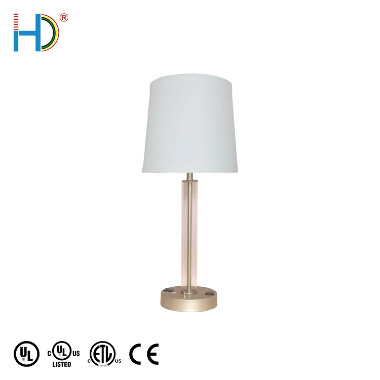 Zhongshan Luxury Hotel Home Decoration White Gold Base Table Lamp For Bedroom