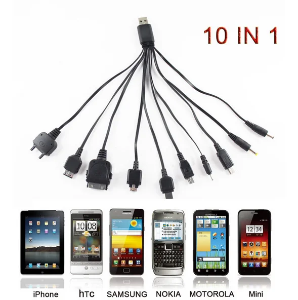 10 in 1 Universal Multifunctional Usb Cables For mobile phones Multi Charger Line For iphone ipad Samsung HTC Nokia MP3