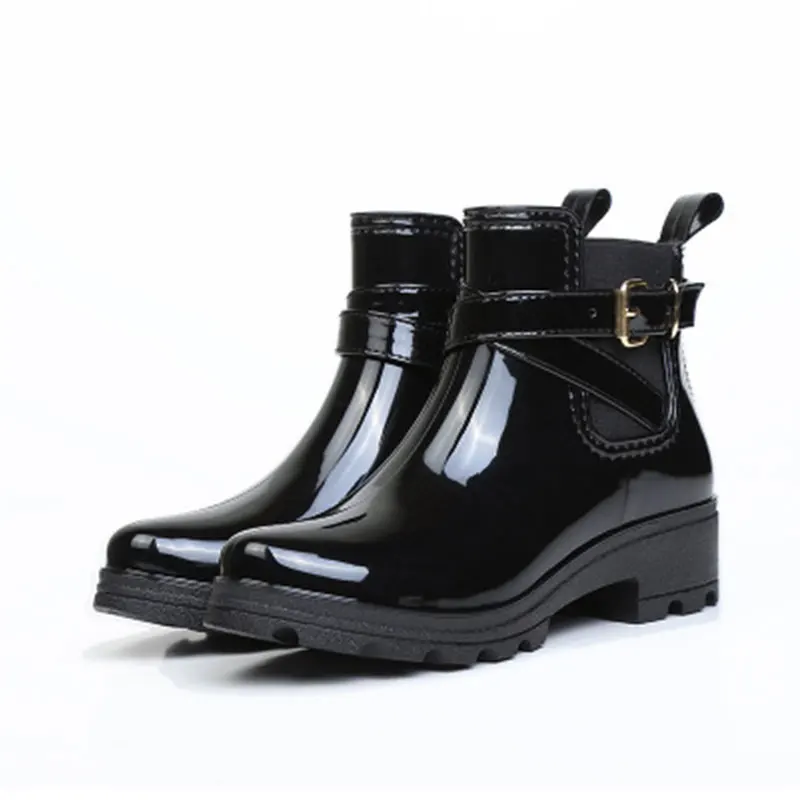 fashion simple elastic buckle non-slip waterproof PVC chunky adult short Chelsea rain boots for women, Black
fashion simple elastic buckle non-slip waterproof PVC chunky adult short Chelsea rain boots for women, Black