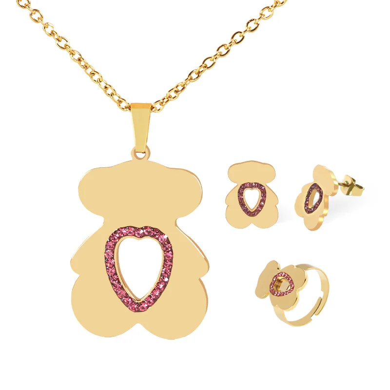 European and American Jewelry Sets Stainless Steel 18K Gold Plated Stainless Steel BearJewelry Set for Women
European and American Jewelry Sets Stainless Steel 18K Gold Plated Stainless Steel BearJewelry Set for Women