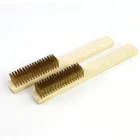 high quality Copper stainless steel wire brush with wooden handle for industrial devices surface