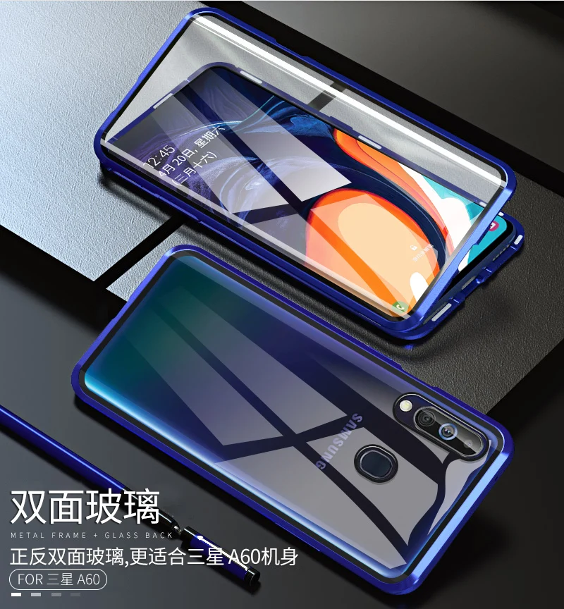 2020 New Arrival 360 Degree full cover adsorption metal tempered glass magnetic phone cases for Samsung A60, 6 colors
2020 New Arrival 360 Degree full cover adsorption metal tempered glass magnetic phone cases for Samsung A60, 6 colors