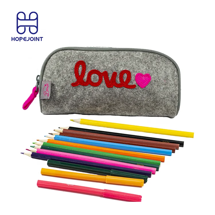 best quality stylish grey love pencil case for young girls